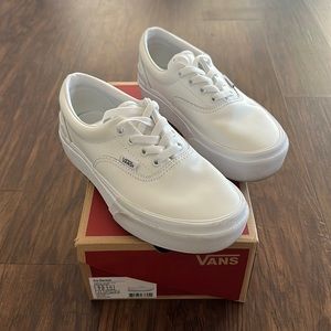 White Platform Vans Era Stacked